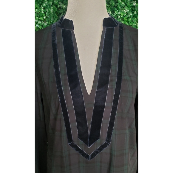 37. NWOT J. Crew Velvet-trimmed V-neck tunic in Black Watch tartan - Picture 5 of 7